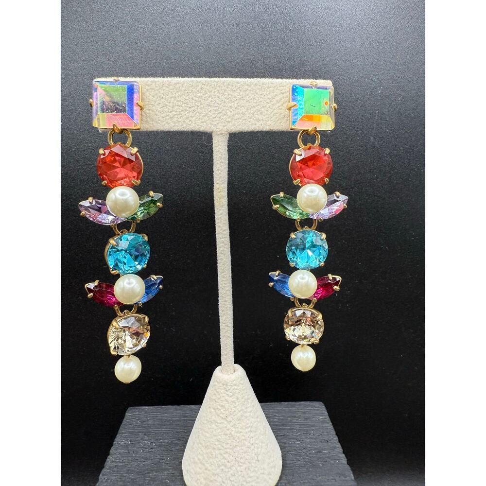 J Crew Statement Mixed Stone Linear Earrings